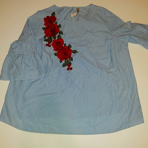 Embroidered Bell-sleeve Blouse - Picture 1 of 4